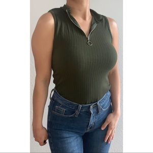 Army Green Crop Top
